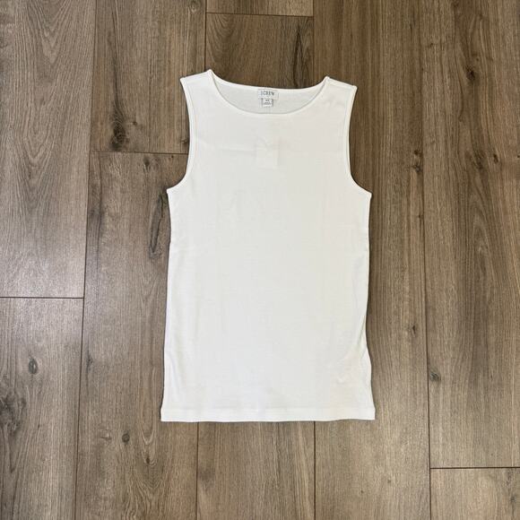 J.Crew Shell Tank Top WMNS XS White Sleeveless Cotton Pullover Slim Fit Stretch - Picture 2 of 6